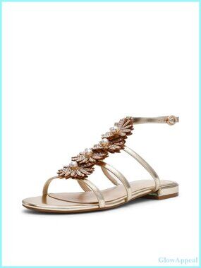 Rhinestone Gladiator Ankle Strap Flat Sandals Open Toe Buckle